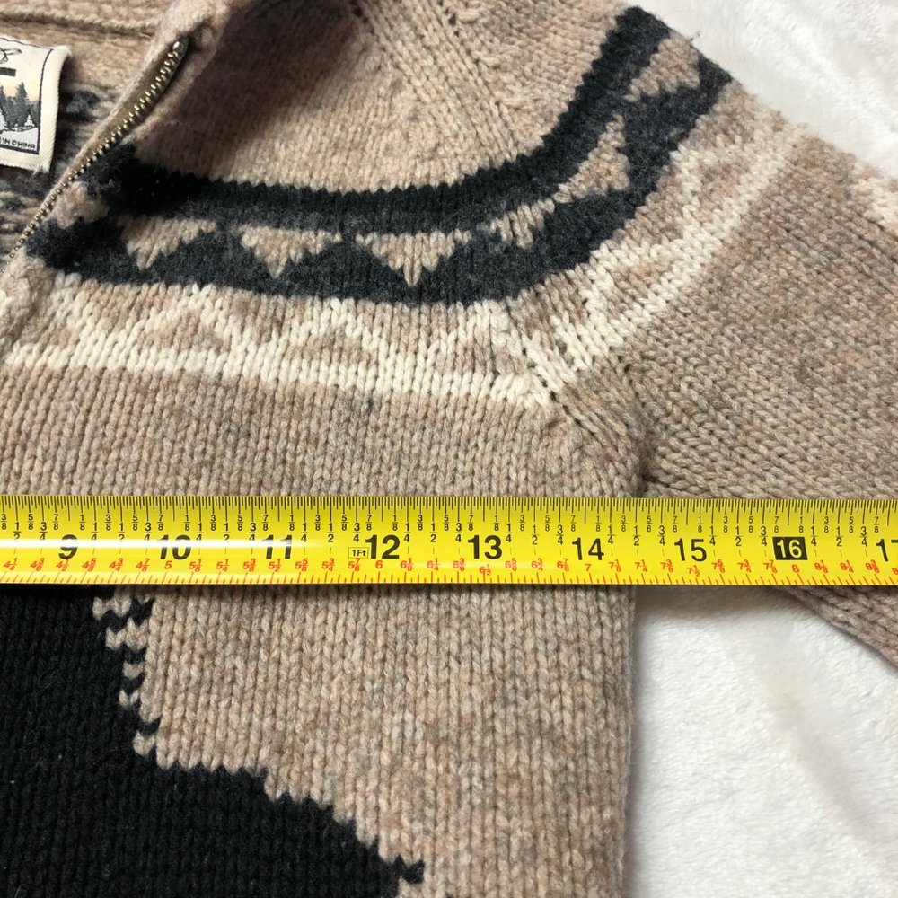 Aritzia TNA 100% Lambs wool Sea To Sky Knitted Horse Zip Up Cardigan Sweater MD - Picture 6 of 9